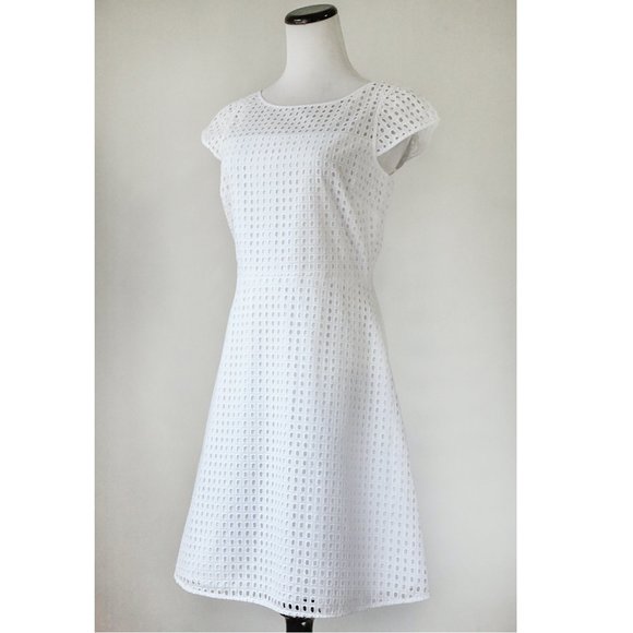 J CREW White Eyelet Lace Fit & Flare Dress 2 S - Picture 4 of 12